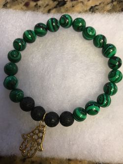 Malachite and lava stone bracelet