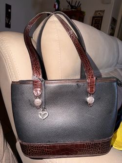 Brighton Black and Brown Leather Tote Bag