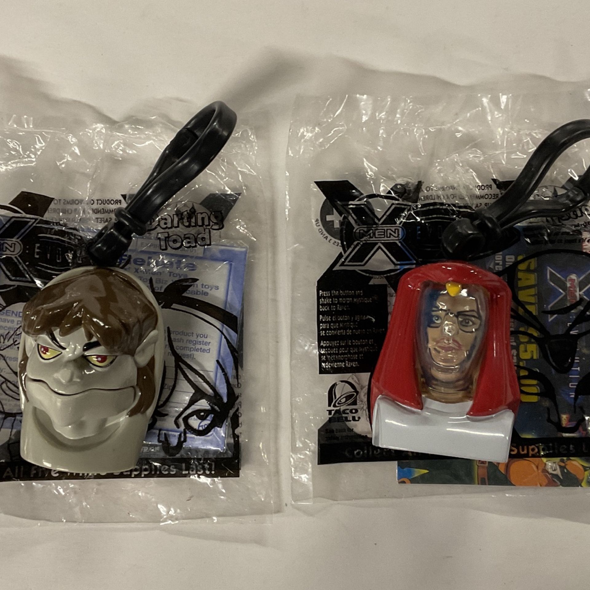 X-Men Evolution 2001 Taco Bell Toys “MORPHING MYSTIQUE & DARTING TOAD”