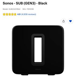 Black Sonos Sub Gen3