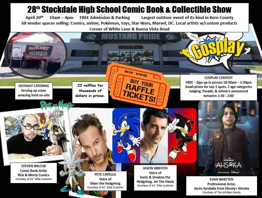 FREE Sat 4/20 10am-4pm Stockdale High Collectible Show Pokemon Tcg Toys Figures Games Funko