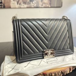 Chanel Medium Chevron Boy Bag Authentic