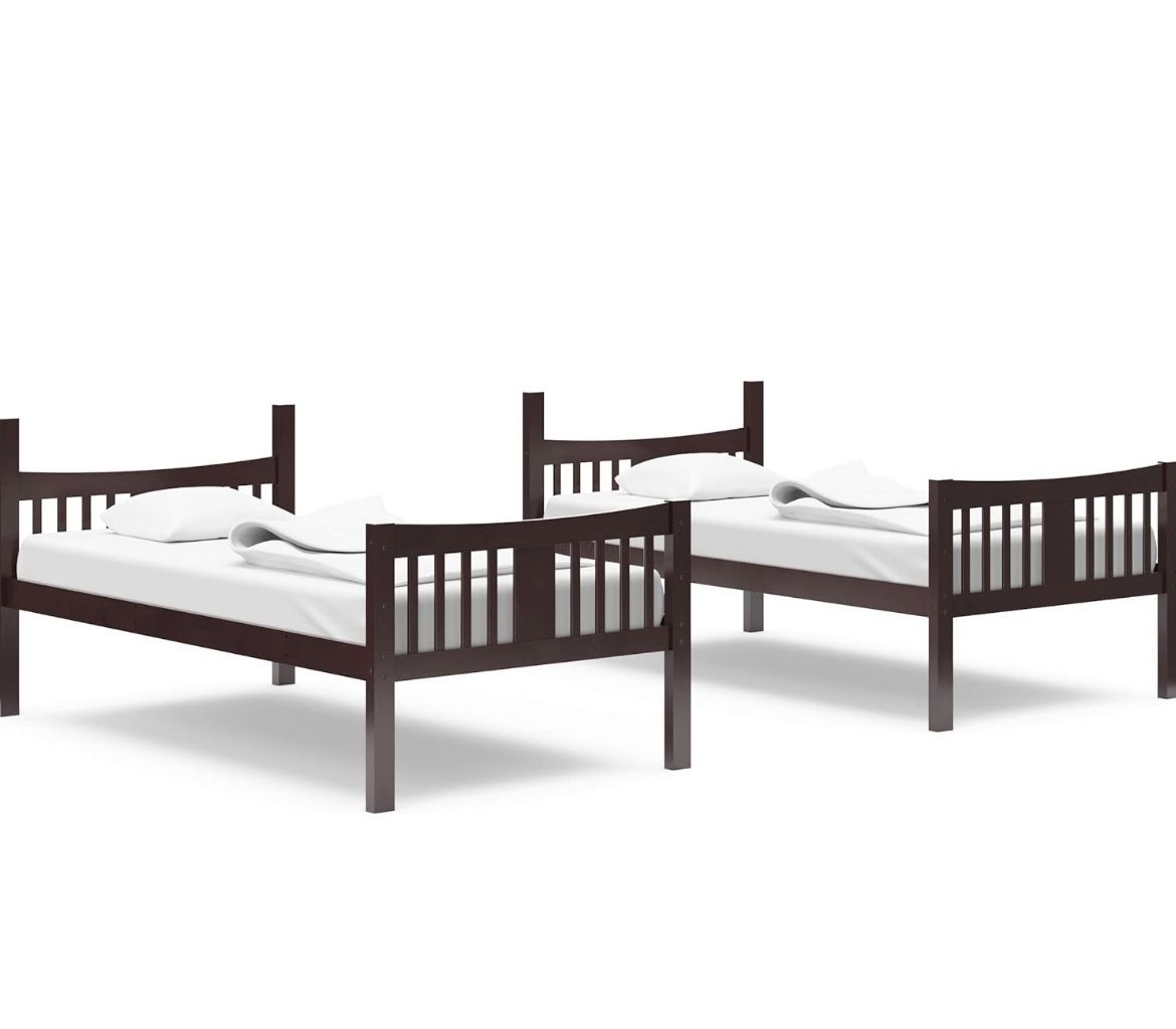2 Espresso Twin Beds w/ Mattresses