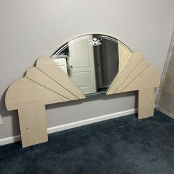 KING/CALI KING Mirror Headboard Beige with Gold Accents