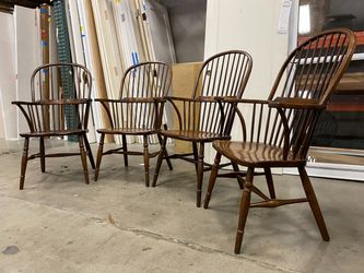 Vintage Wooden Spindle Back Dining Chairs (Set of 4)