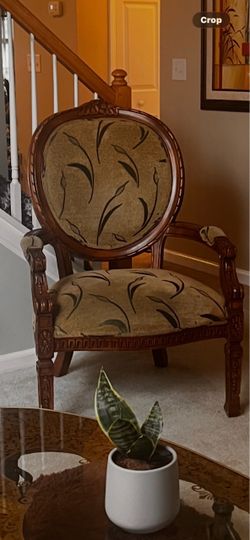 Vintage Carved Wood Accent Chair