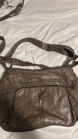 Taupe Leather Crossbody Shoulder Bag