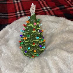 14” Ceramic Light Up Tabletop Christmas Tree Decoration 