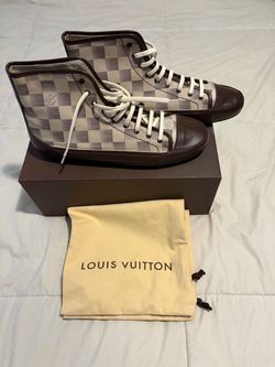 Louis Vuitton Damier High sneakers in “Cream/Dark Brown” (style code BA0077)