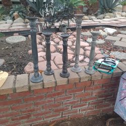 Pottery BARN HAND PAINTED farmhouse Rustic CANDLE pillars