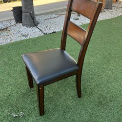 Dark Brown Wood Fabric Dining Chairs