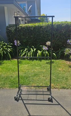 Clothing Rack with Double Hanging Bar and Extendable Top Bar