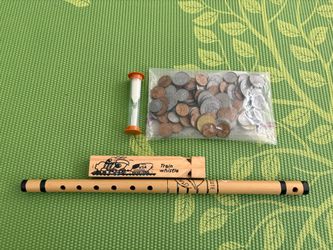Free(with other purchase)New Japanese Wooden Flute/Train Whistle/Hourglass/Toy Money (used)