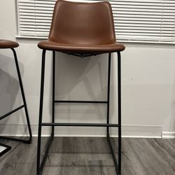 Cognac Bar Stools, Set Of 2 