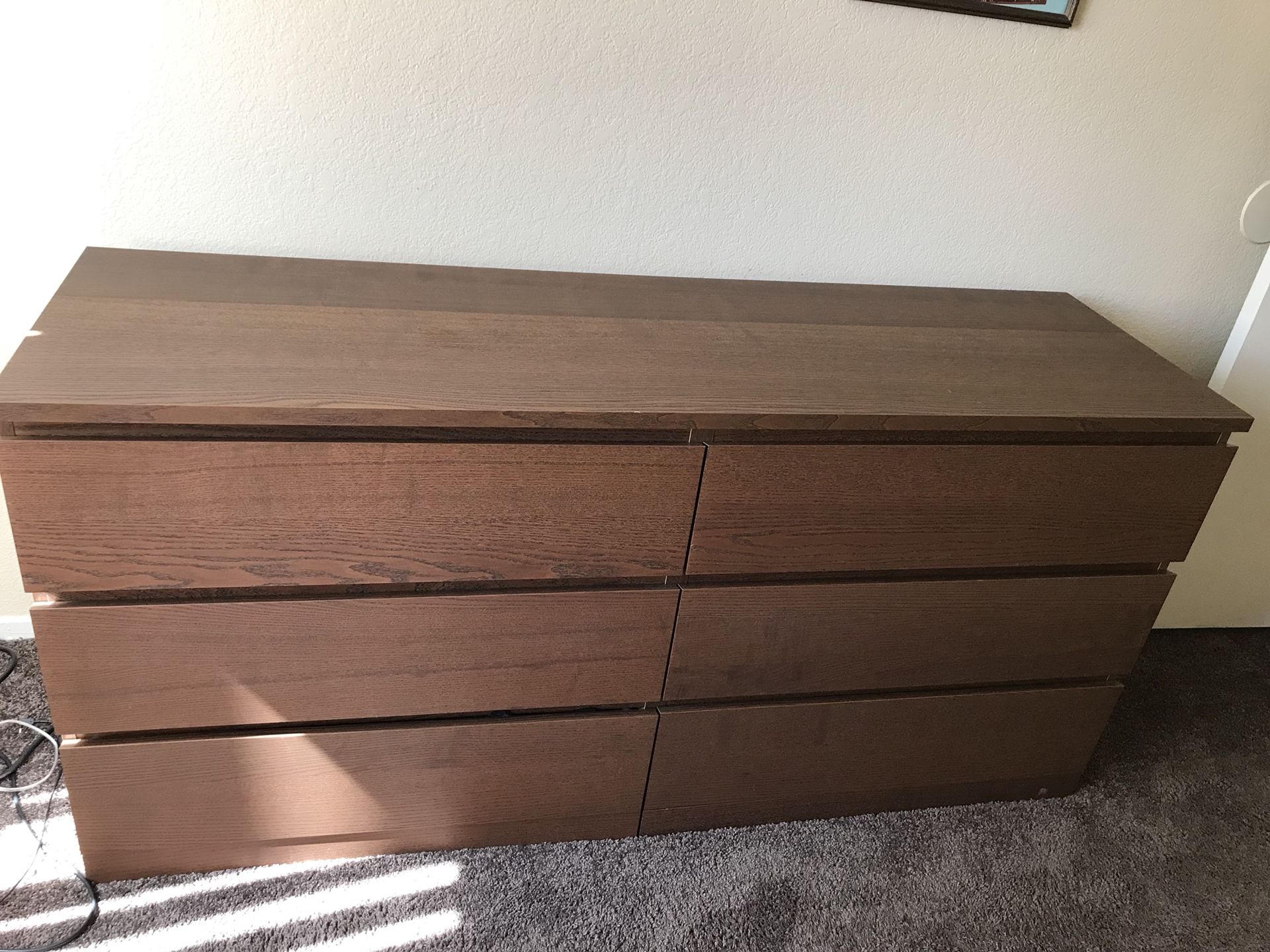 Ikea Malm 6 Drawer Dresser in Brown
