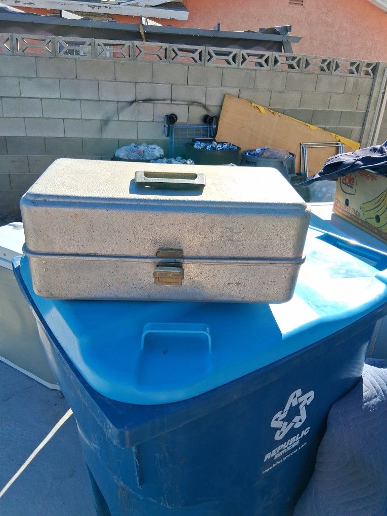 Antique Aluminum Fishing Tackle Box