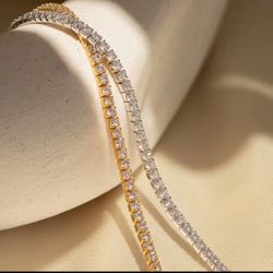 🔥 14K Gold PVD Titanium Steel Tennis Bracelet – Iced Out Zircon | 15cm | Unisex Luxury