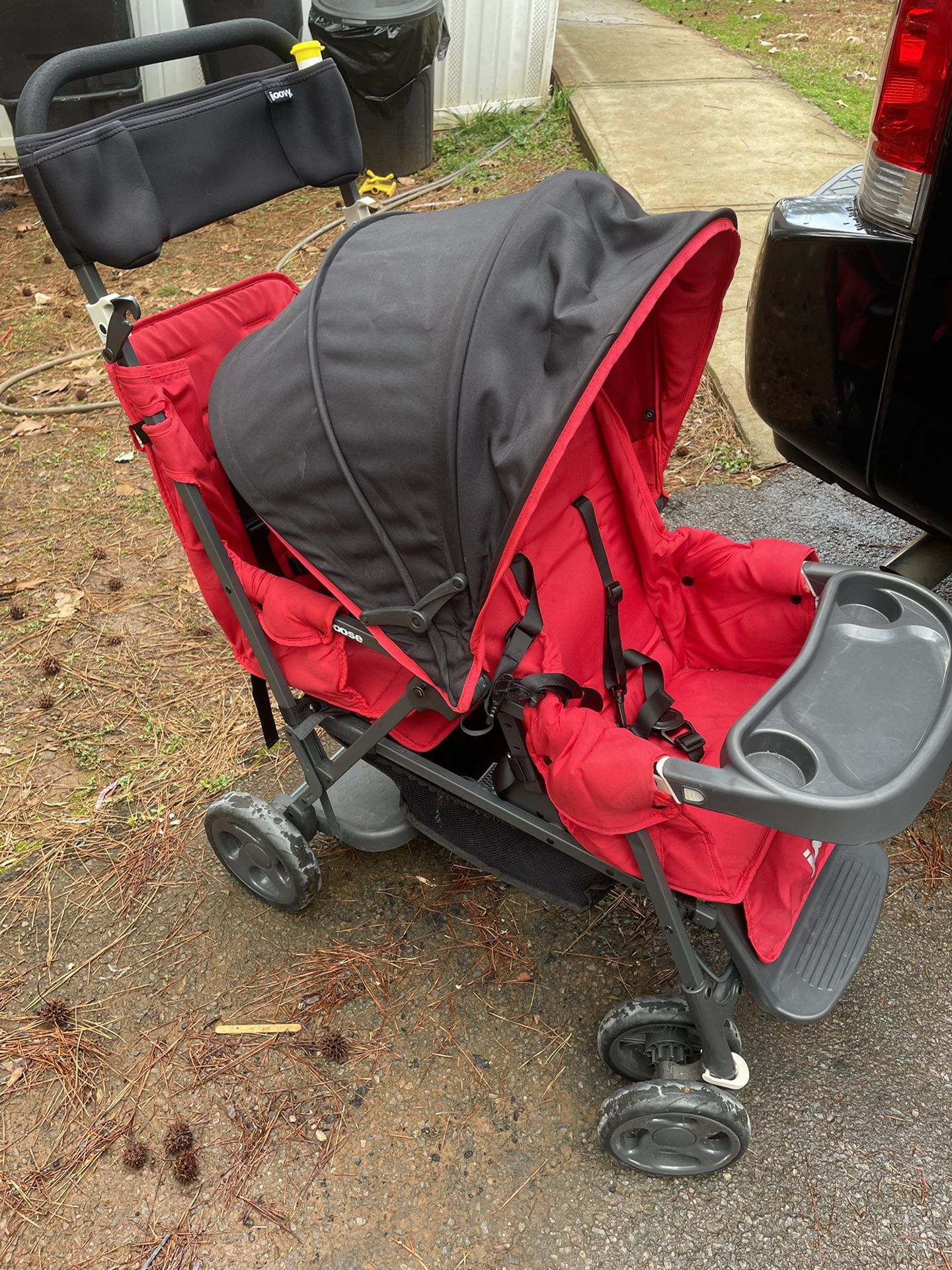 Joovy Caboose Double Stroller With Infant Seat Adapter