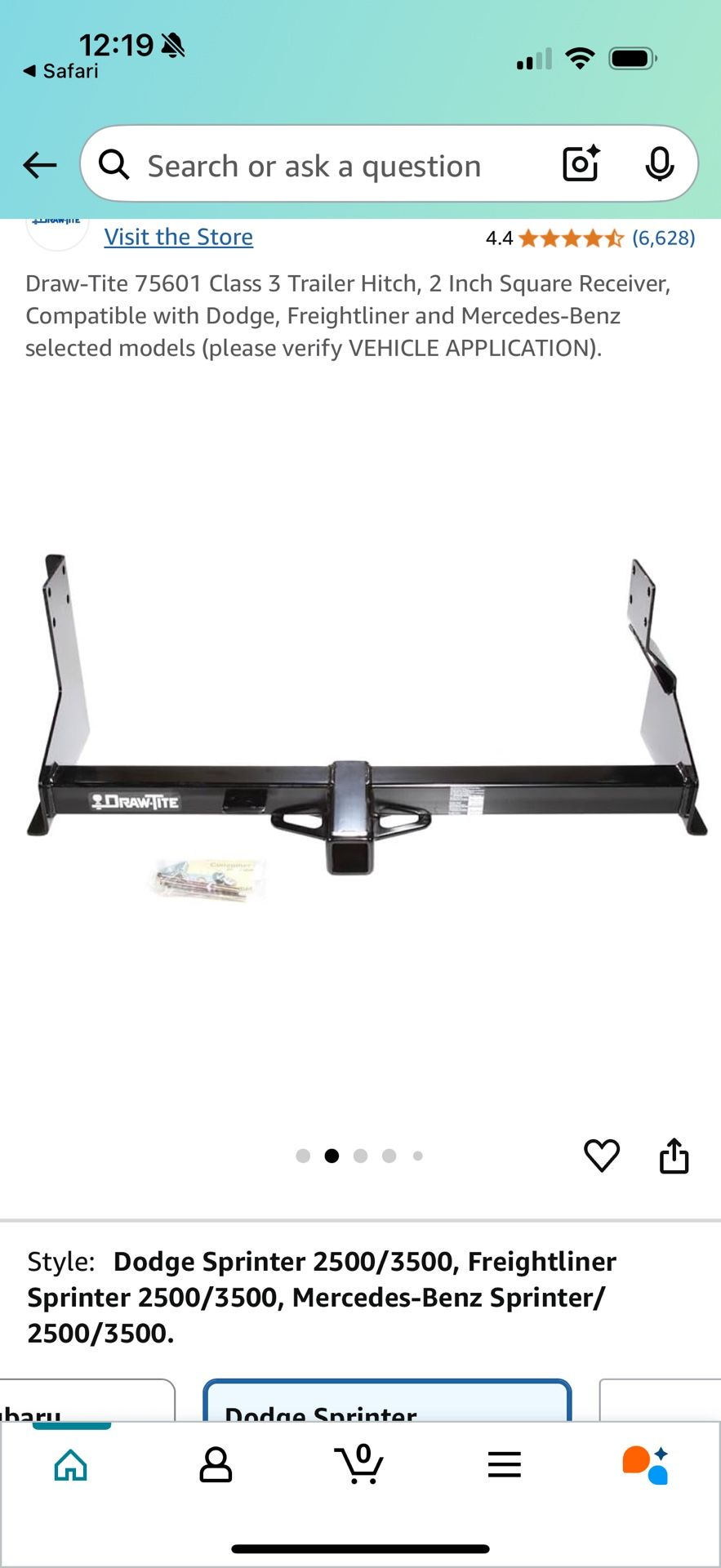 DRAW-TITE 75601 CLASS 3 TRAILER HITCH, 2 INCH SQUARE RECEIVER, COMPATIBLE WITH DODGE, FREIGHTLINER AND MERCEDES-BENZ FOR MERCEDES-BENZ SPRINTER (2007-