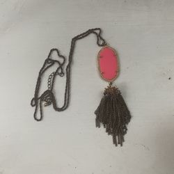Pink Pendant Necklace with Tassel (Kendra Scott Inspired)