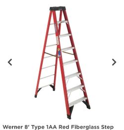 8' Foot Werner A Frame Fiberglass Ladder 300 Pound Capacity Good Condition No Damage