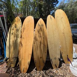 Six surf boards