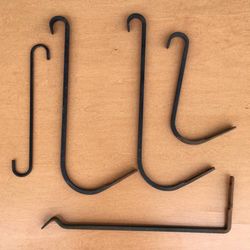 Assorted Lot 5 Heavy Duty Iron Hanging Flower Pots Hooks Hangers