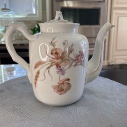 1910's Carlsbad Gutherz Floral Blossom Pattern Tea or Coffee Pot antique
