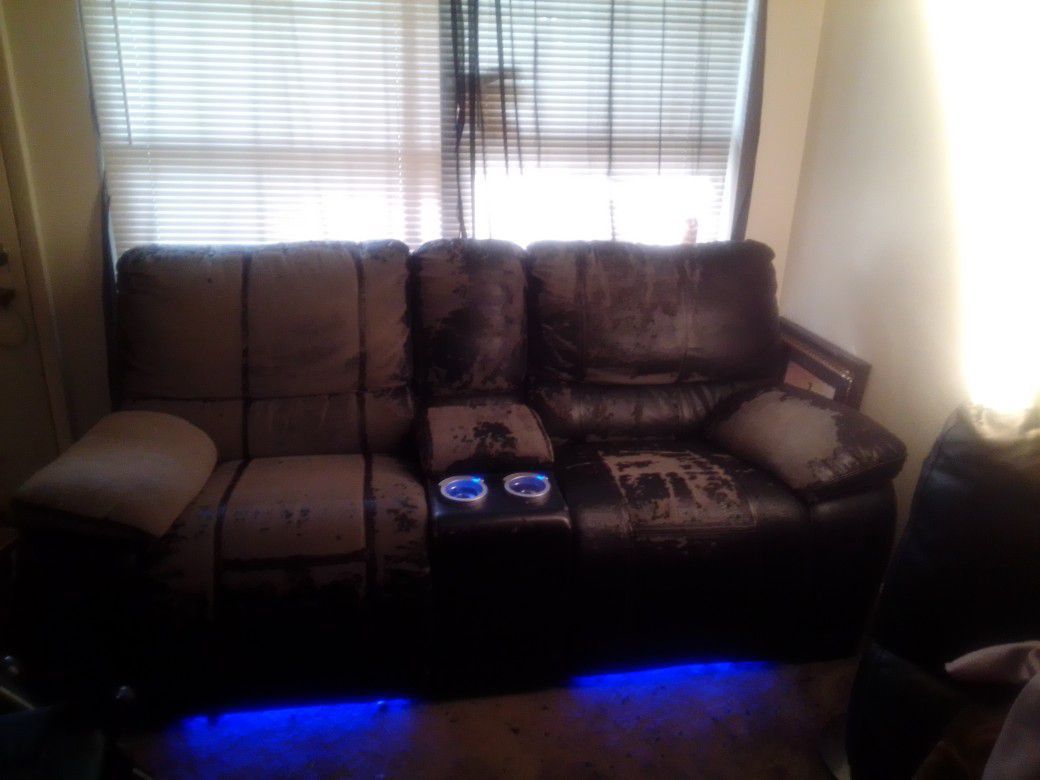 Black Couch With Lights With Reclining Chairs
