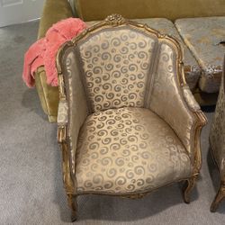 Vintage French Gold Trim Chairs