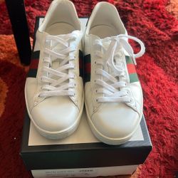 Gucci Sneakers - White Leather, Green/Red Web