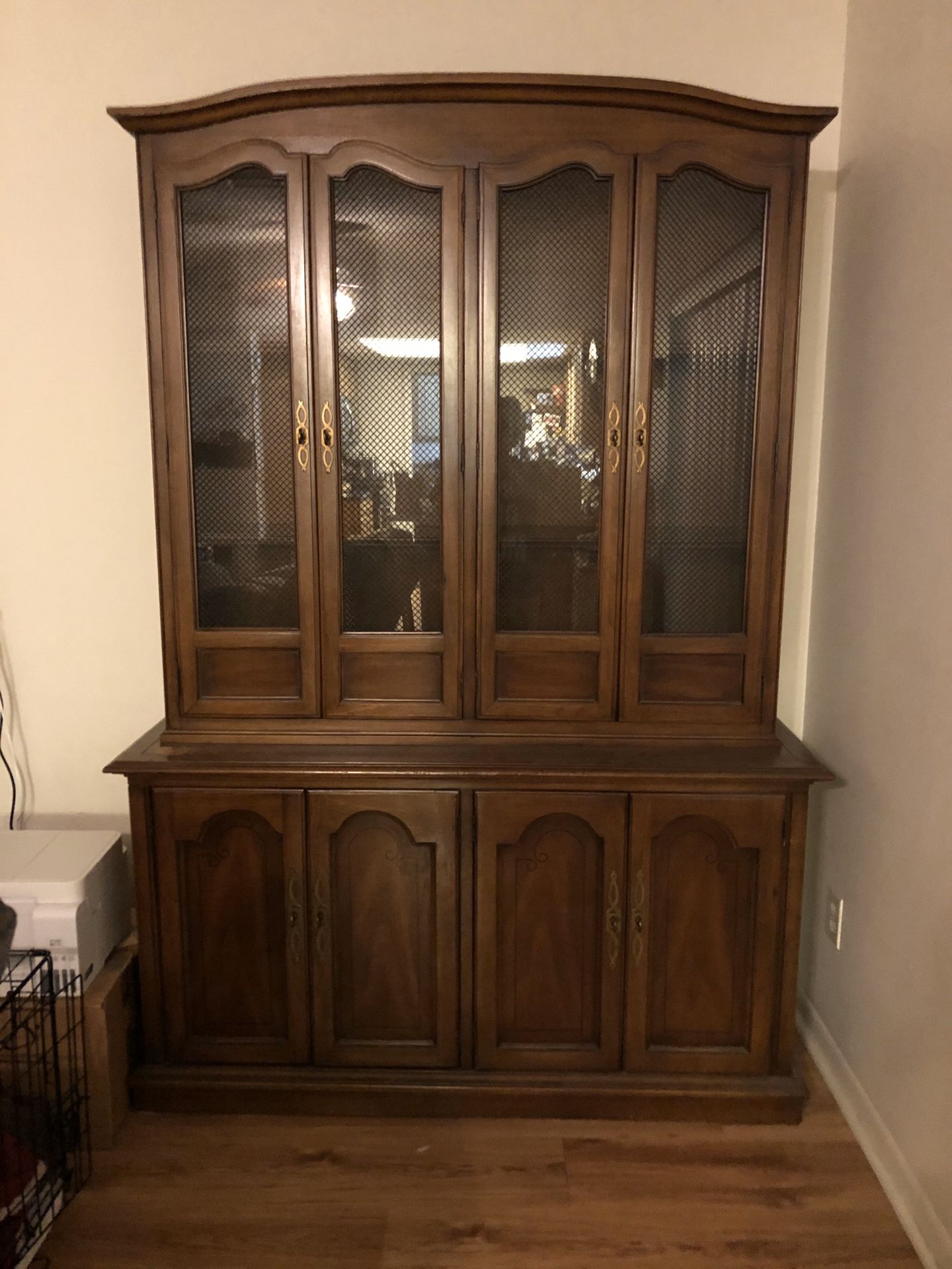 Antique French Accent Wall China Cabinet by Drexel