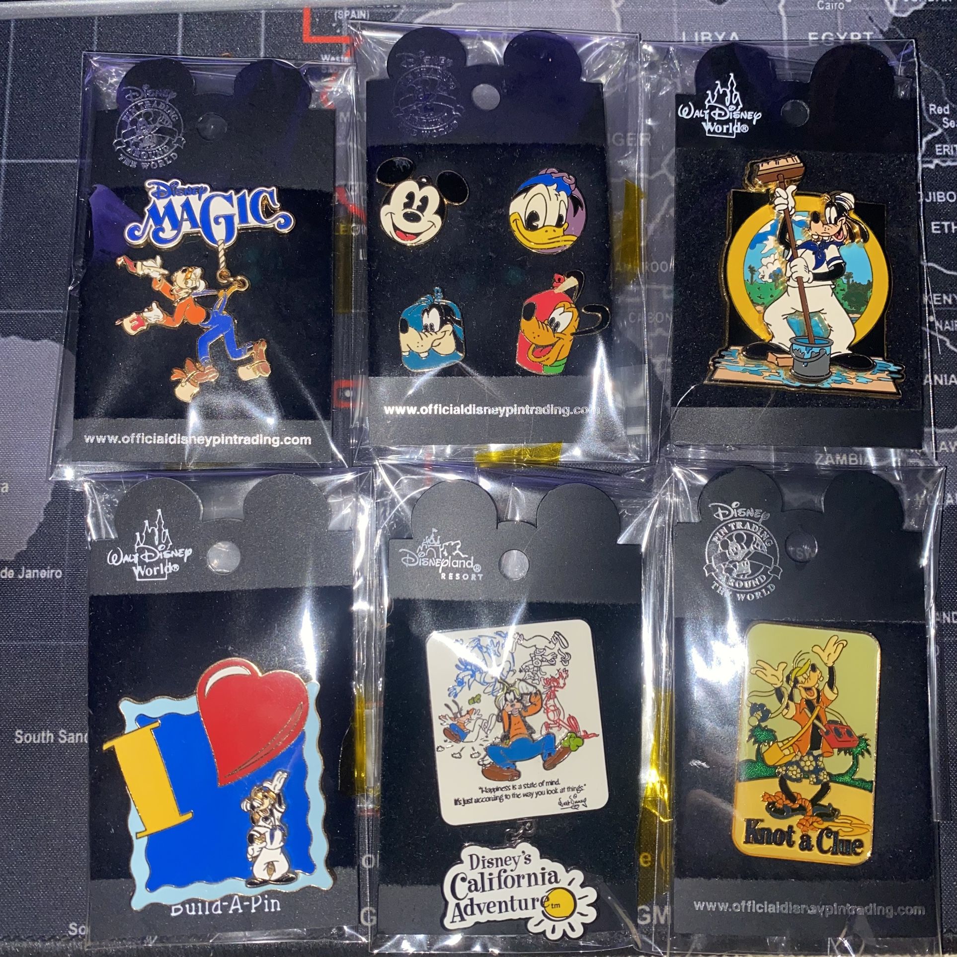 Disney Pin Lot (6) – Goofy – Walt Disney World & Disneyland – Trading Pins NEW