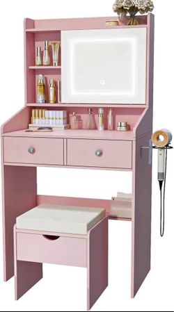 Vanity desk with led light organizer