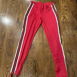 Striped Web Jersey Stirrup Leggings In Red