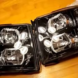 07-13 Silverado 1(contact info removed) 3500 Headlight Clear lenses black housing complete NEW pair 