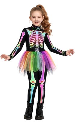 New! Girls Skeleton Costume