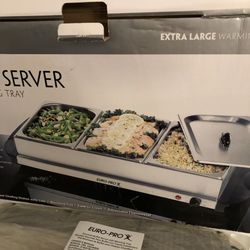 Euro-pro Stainless Steel Buffet Server and Warming Tray Extra Large 400w NEW