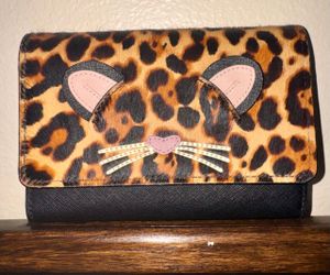 Kate Spade Leopard Print Cat Face Wallet Clutch