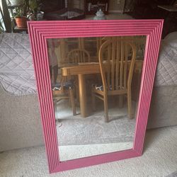 Large Decorative Mirror With Pink Frame