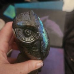 Labradorite Owl Carving New Moon
