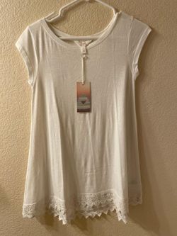 Sun & Shadow White Cap-Sleeve A-Line Tunic, Size S