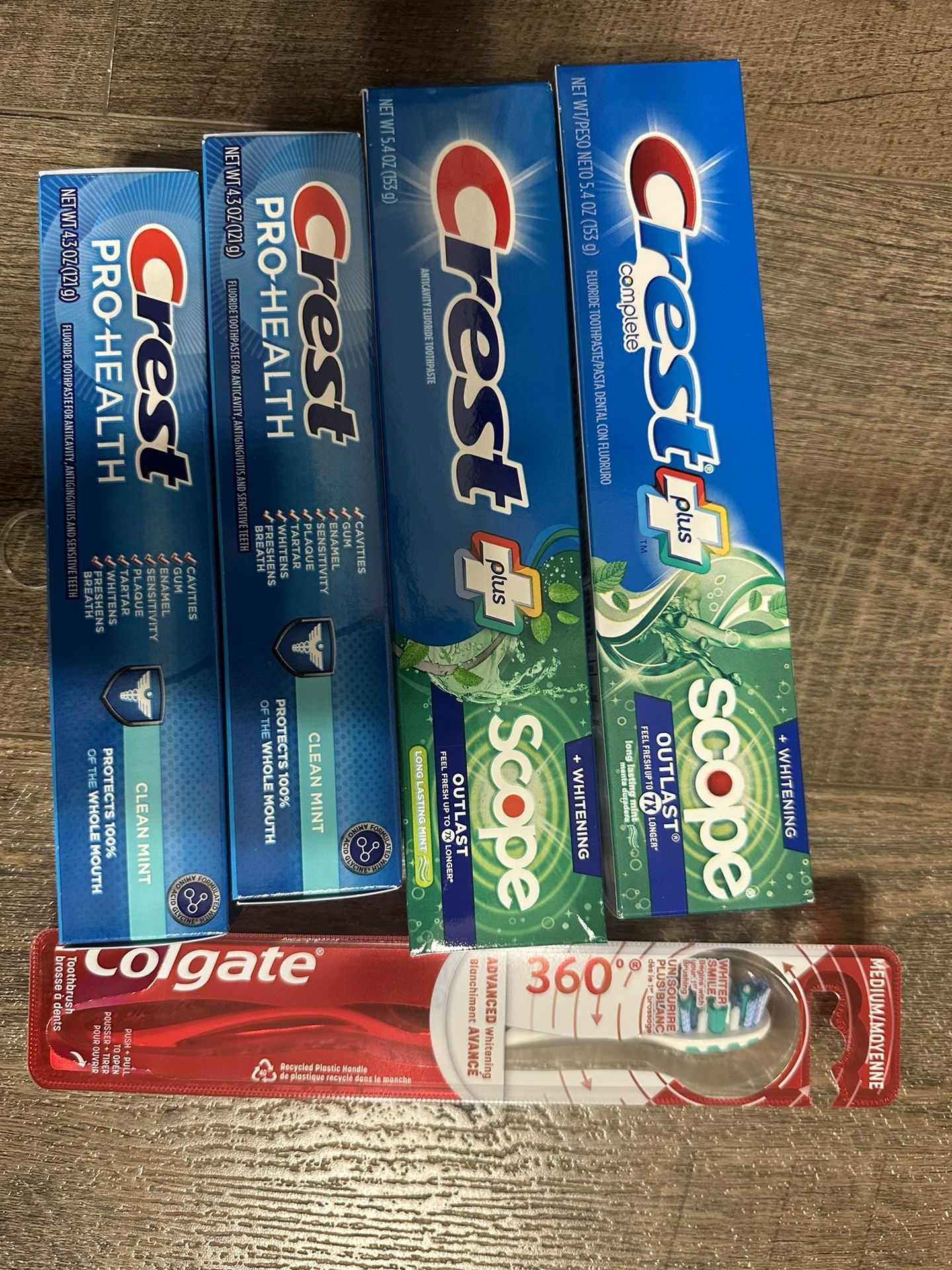 toothpastes and toothbrush 