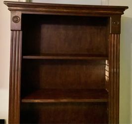 Vintage All Wood Mohogany Color Dark Wood Bookcase Bookshelf