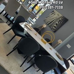 👉 7pc Marble Dining Table Chairs 👉Furniture Sectional, Queen Bedroom, Bunk Beds Avail 