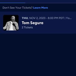 Tom Segura Front Row Seat 2 Tickets Thursday 