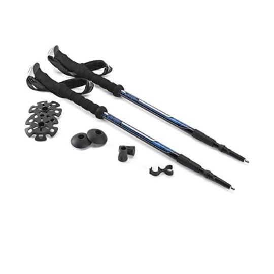 Mountain Tech Trekking Poles, Twist Blue EVA , Adjustable: 25” - 54” Inches