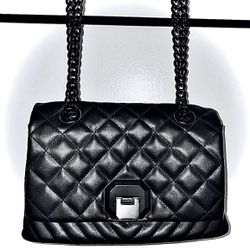 Aldo Satchel Handbag - Black Faux Leather