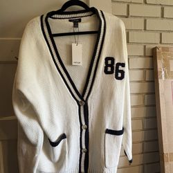 Cream Varsity Style Cardigan 