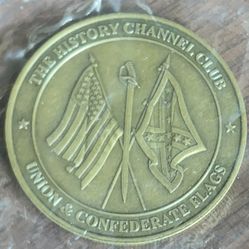 Union And Confederate Flags History Channel Club Brass Coin Collectible